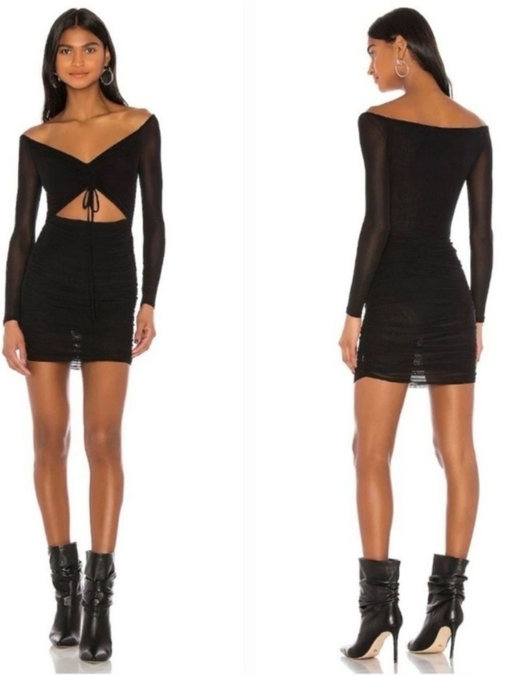 h:ours Ruched Mesh Mini Dress